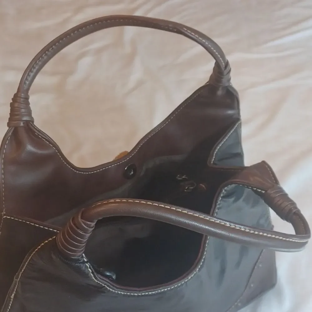 Babila Western Studded Two Tone Brown Leather Handbag Anti‎ Theft